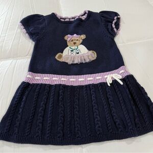 Hartstrings Navy and Lavender Bear Dress